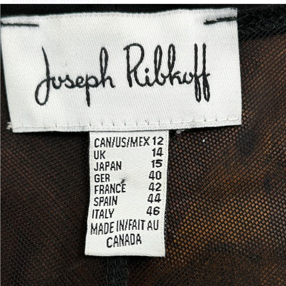 JOSEPH RIBKOFF Black Cardigan 12 W/Open Front & Sheer Long Sleeve Elegant Design - Picture 6 of 8